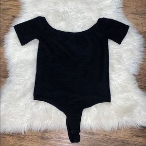 Cute black off the shoulder texture bodysuit